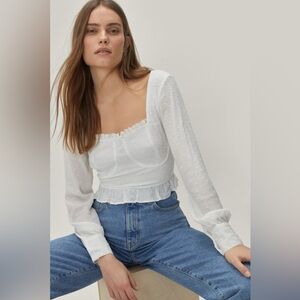 Women’s Nasty Gal Square Neck Textured Blouse